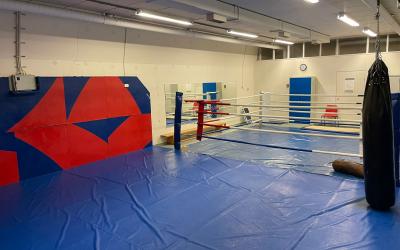 etualalla tatami, takaosassa nyrkkeilykehä